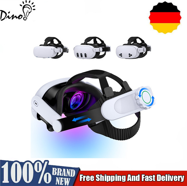 DinoFire MV1000 Kopfgurt für Quest 3S, Quest 3 und Quest 2 in Schwarz – VR-Zubehör als komfortabler Gurtersatz - Bild 1