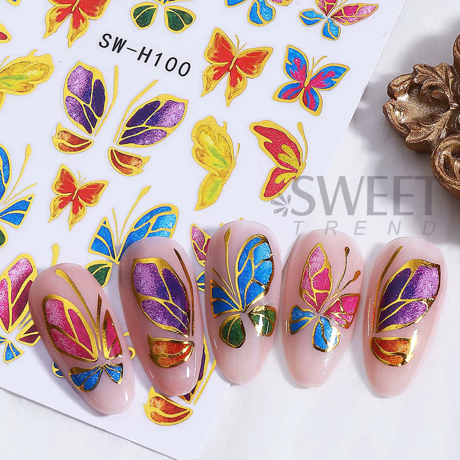 SWEET TREND Nagelsticker, Schmetterlinge, Bronzefarben, Metallic, 2 Stück - Bild 4