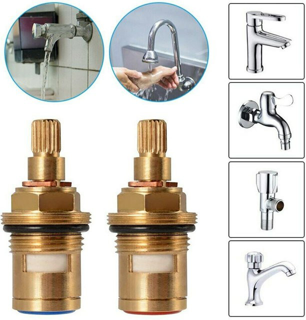 100er Pack Ersatz-Ventilpatronen aus Messing mit Keramikscheiben für Wasserhahn und Waschmaschinen-Eckventile in Messing-Optik - Bild 1