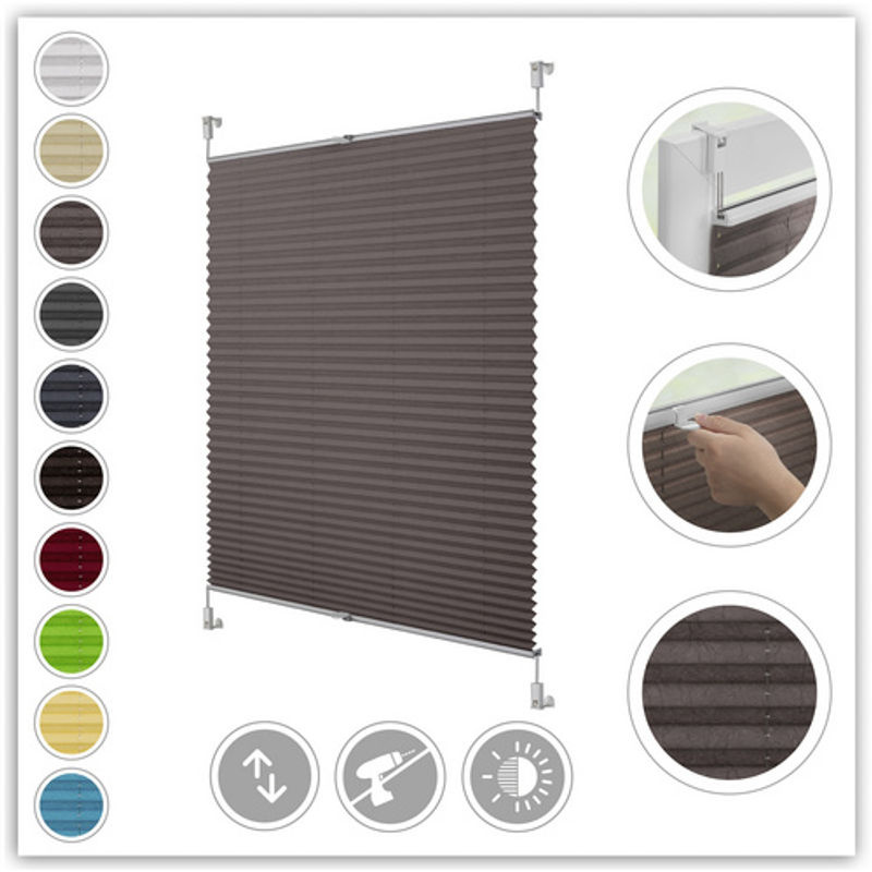 LICHTBLICK Plissee Klemmfix halbtransparent Taupe/Grau B: 55 cm, H: 130 cm - Bild 8