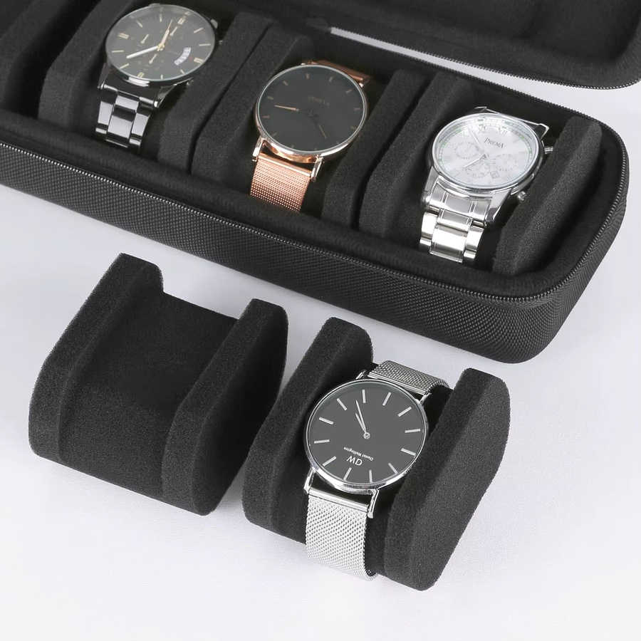 JBAILI Uhrenrolle Aufbewahrungsbox als tragbares Reiseetui und Uhrenorganisator für Armbanduhren und Smartwatches in Solid - Bild 3