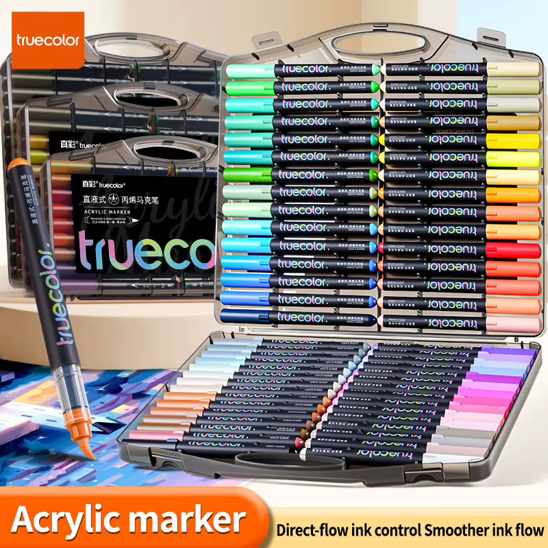 Truecolor Acrylmarker Set mit 12 Farben und weicher Spitze im PP-Etui für Stein, Holz, Glas und Leinwand - Bild 2