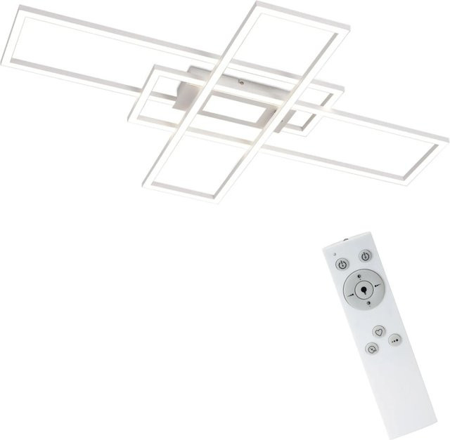 NETTLIFE LED Deckenleuchte aus Metall in Weiß, dimmbar mit Fernbedienung, modern und rechteckig, Länge: 99 cm - Bild 1