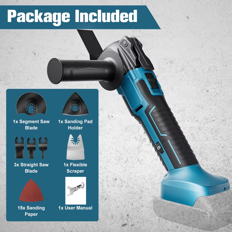 Synxiter Oszillierendes Multifunktionswerkzeug für Makita 18V Akku, 6 Gänge, Elektrische Holzschneidemaschine und Trimmer für Renovierungsarbeiten - Bild 6