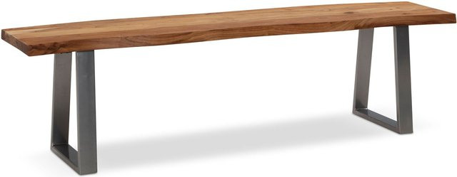 Moderne Sitzbank aus Holz B/T/H: 120 x 40 x 18 cm - Bild 1