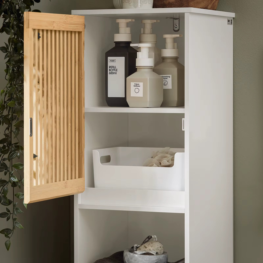 SoBuy BZR127-W Hochschrank für das Badezimmer in Weiß mit Regalfächern und Türen, B/T/H: 33 x 33 x 165 cm - Bild 3
