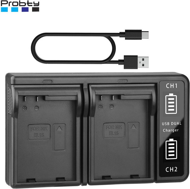 Nikon EN-EL15C EN-EL15 Batterie Ladegerät in Schwarz für Z5 Z6 Z6II Z7 Z7II D500 D600 D610 D750 D780 D800 D800E D810 D810A D850 - Bild 1