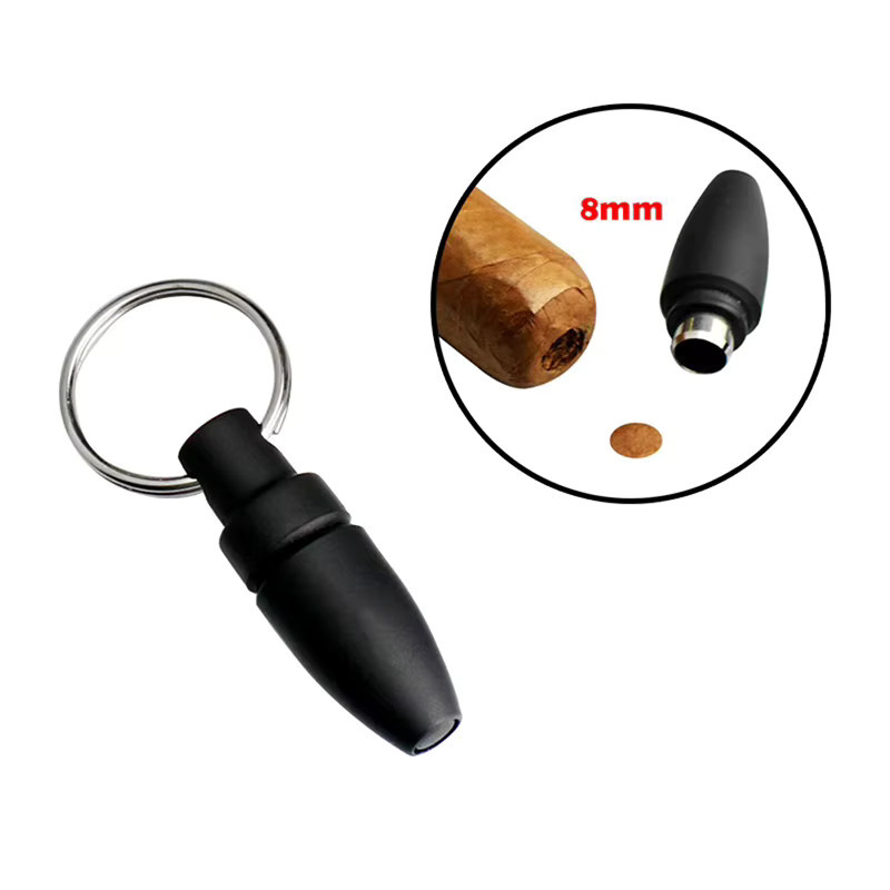 Tragbarer Zigarrenschneider mit Schlüsselring-Clip und Gummi-Hülle in Schwarz - Bild 2