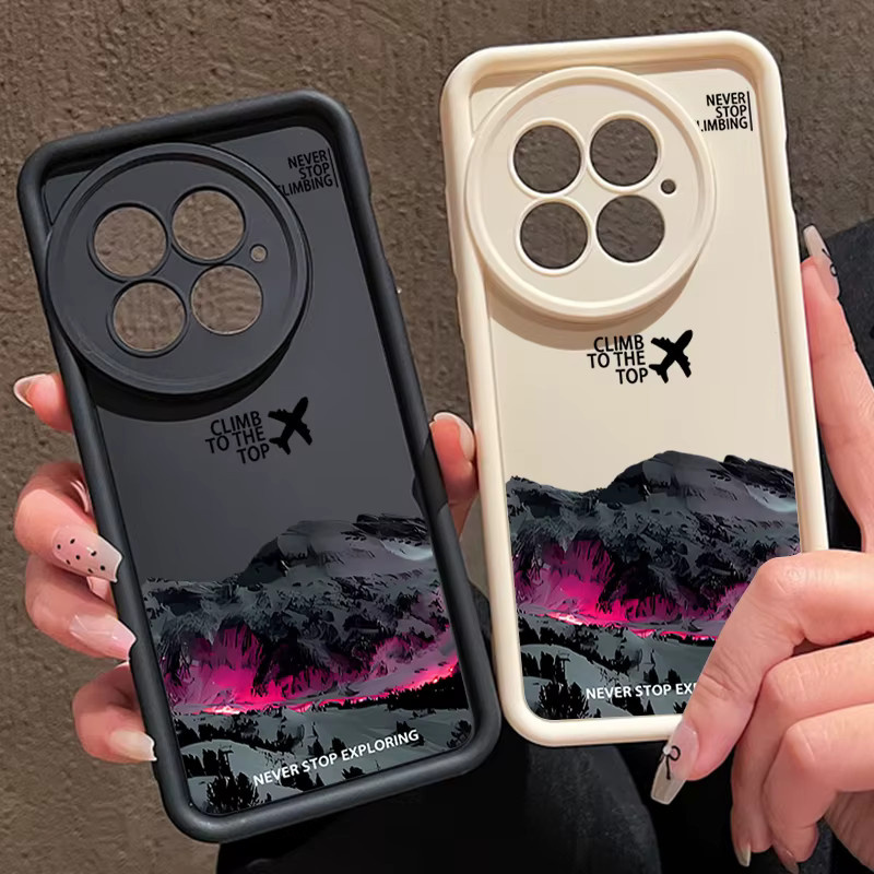 Stoßfeste TPU Silikon Handyhülle mit Flugzeug und Schnee Motiv für OnePlus 13 12 11R 13R 12R 5G und OnePlus Ace 5 3 2 in Beige und Weiß - Bild 1