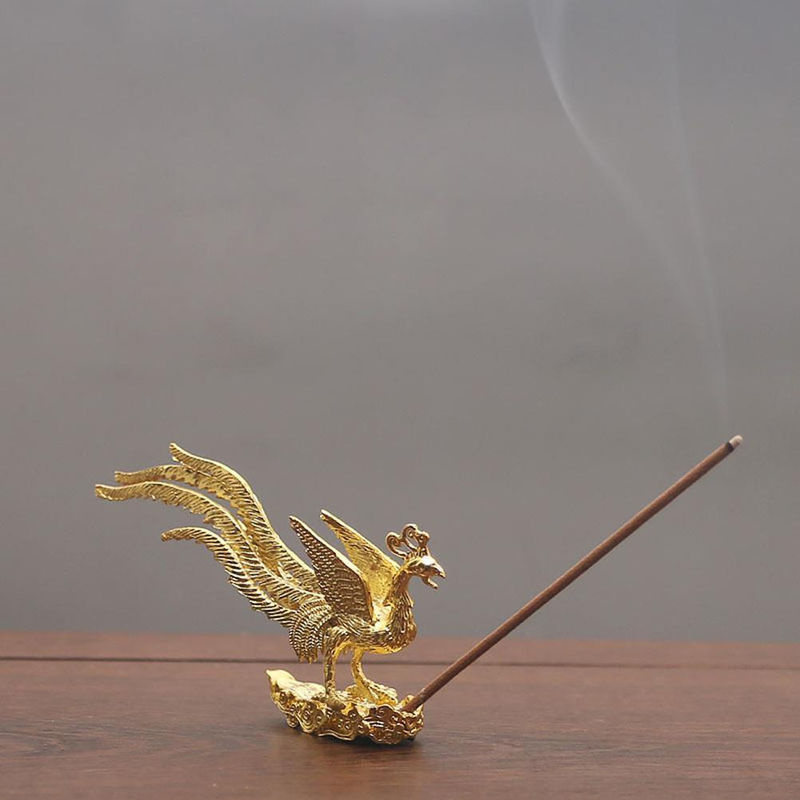 CosyHome Phönix Räucherkamin aus Zinklegierung in Antik-Gold zur Aromatherapie und Dekoration - Bild 4