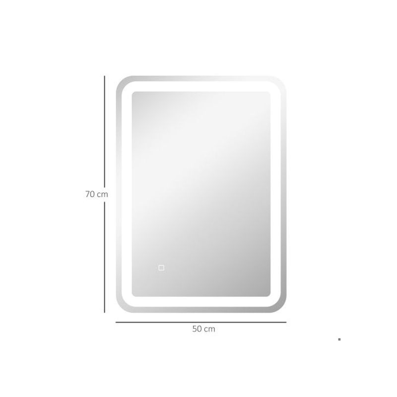Kleankin LED Badezimmerspiegel mit Touchschalter und dimmbarer CCT-Beleuchtung, Farbe: Weiß, B/H: 50 x 70 cm, IP44 - Bild 4