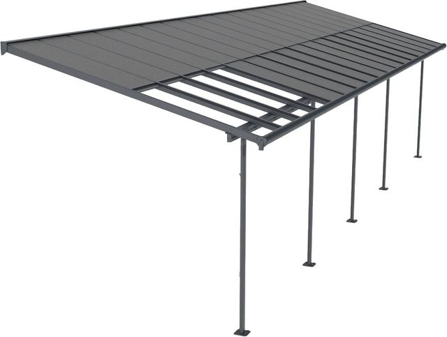 Palram Canopia Terrassenüberdachung Sierra Cabrio in Grau mit Polycarbonat-Dach und Regenrinne, Wandmontage, B: 295 cm, T: 1044 cm - Bild 1