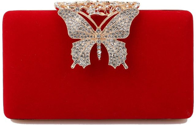 Schulter-Handtasche Schmetterling Strass, Goldene Kette, Damen, gray - Bild 1