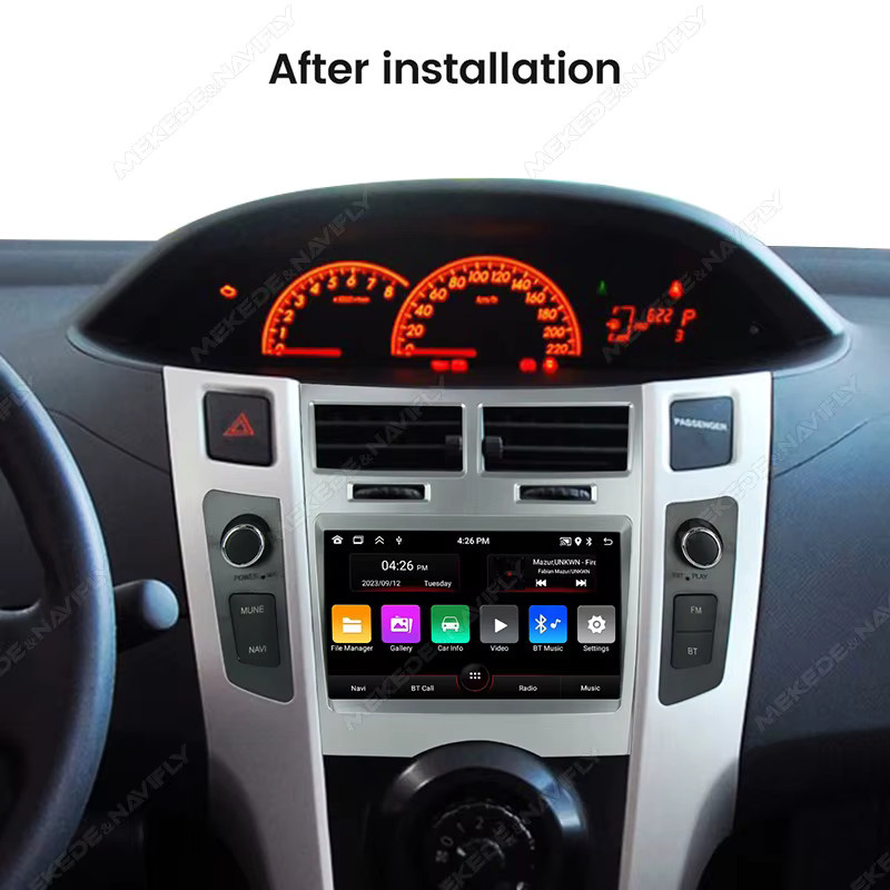 NAVIFANS Android 13 Autoradio mit CarPlay und GPS für Toyota Yaris XP90 Vitz Platz 2005-2012, 2GB RAM, 64GB Speicher, Schwarz - Bild 2