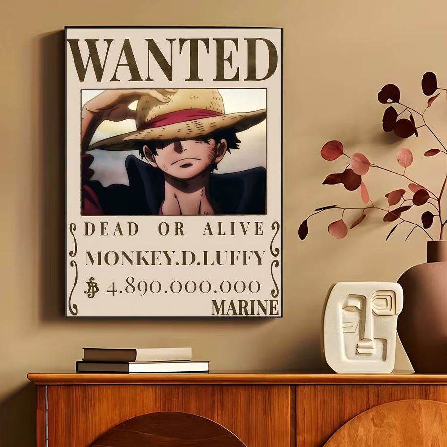 One Piece Wanted-Poster Vintage Wandkunst Dekoration im HD-Druck, Mehrfarbig - Bild 5