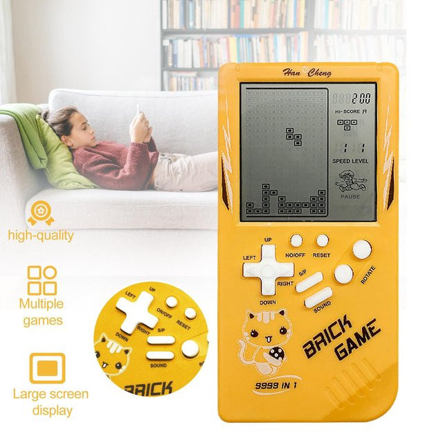 Handgehaltenes 3,5-Zoll Retro Brick Puzzle Spielzeug mit großem Bildschirm in Gelb - Bild 1