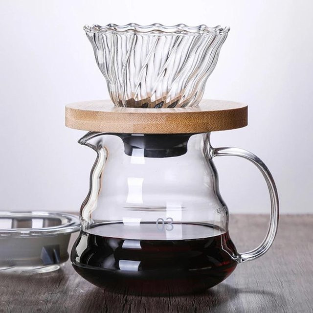 NooLim Kaffee-Glasfilter-Set mit Kanne aus transparentem Hochborosilikatglas im japanischen Stil, 800 ml - Bild 1