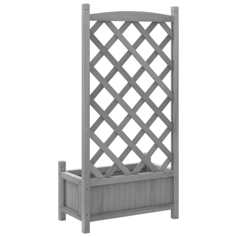 vidaXL Pflanzkübel mit Spalier aus massivem Tannenholz in Grau für den Außenbereich, B: 55,0 cm, T: 29,5 cm, H: 110,0 cm - Bild 3