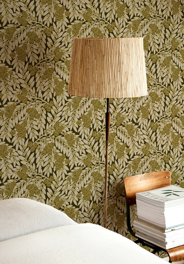 Isidore Leroy Tapete Matin in Beige mit floralem Art Nouveau und botanischem Design aus Vlies - Bild 1