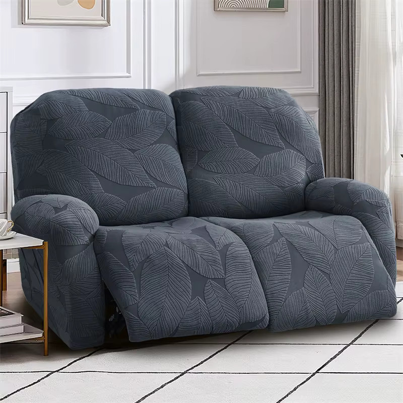 Yupartex 2-Sitzer-Sofabezug aus Stretch-Jacquard für Relaxsessel in Grau mit floralem Muster - Bild 3