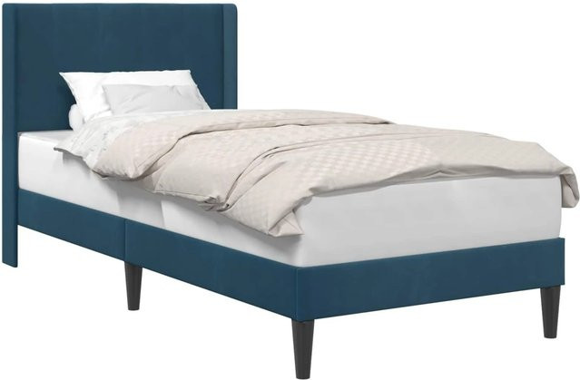 vidaXL Bettrahmen mit Kopfteil aus Samt in Blau, B/T/H: 80 x 200 x 84 cm - Bild 1