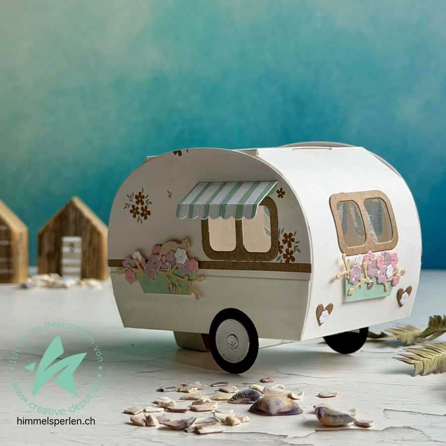 Metall-Stanzform Kleiner Camper für DIY Scrapbooking und Bastelarbeiten in Weiß - Bild 3