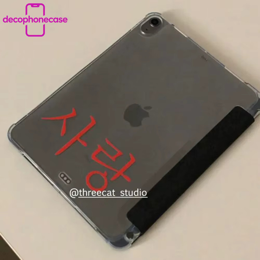 Apple iPad Pro und iPad Air Schutzhülle Lucky Love Hangul Design Transparent - Bild 1