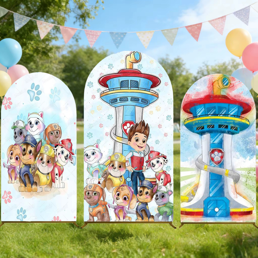 Paw Patrol Bogenhintergrund für Kindergeburtstage und Hundebabypartys, rundes Wandbanner in Multicolour, Breite: 50 cm, Höhe: 50 cm - Bild 2