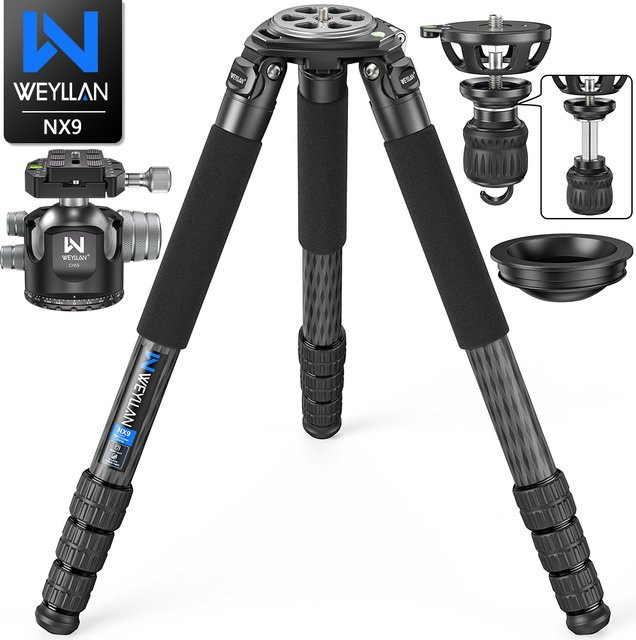 WEYLLAN NX9 Carbonfaser-Stativ in Schwarz mit 40mm Beinschüssel und 40kg Traglast - Bild 1