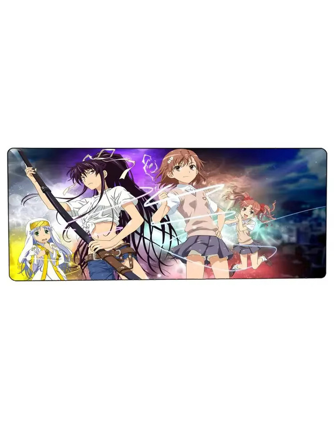 A Certain Magical Index Anime Gaming-Mauspad mit LockEdge, große und verdickte Schreibtischunterlage für Computer und Tastatur, schwarz/mehrfarbig - Bild 3