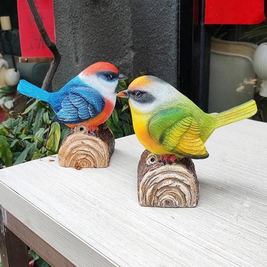 Dekoratives Vogelornament von Amusedly in Blau mit lichtausgelöstem Vogelgeräusch aus Harz - Bild 5
