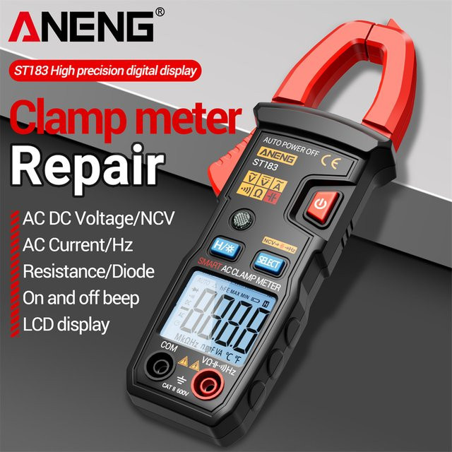 ANENG ST183 Zangenamperemeter True RMS AC-Strom 6000 Anzeigen Spannungsprüfer mit NCV und Kapazitätsmessung in Rot - Bild 1