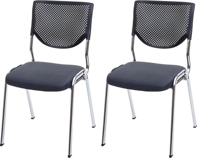 PROREGAL Besucherstuhl 2er-Set Konferenzstuhl stapelbar in Dunkelgrau mit Textilsitz, H x B x T: 83 x 49 x 58 cm, Sitzhöhe: 46 cm - Bild 1