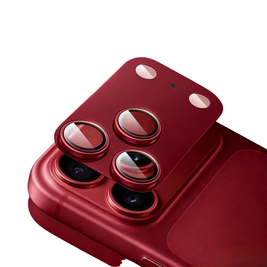 Matter Metall-Kameraobjektivschutzfilm für iPhone 18 Pro Max in Schwarz und Rot mit Anti-Reflexions-Ultra-Klar-Effekt - Bild 2