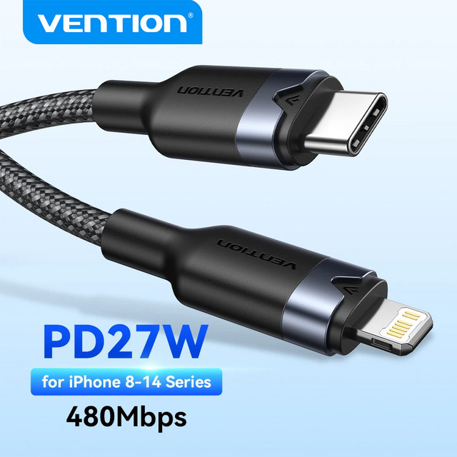Vention USB C auf Lightning Kabel 27 W PD Schnellladekabel und Datenkabel für iPhone und iPad - Bild 1
