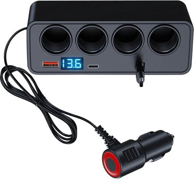 YJMP Auto Parts KFZ-Ladegerät Splitter mit 120W Multi-Ports, PD30W und QC3.0, USB-C Adapter für den Zigarettenanzünder, Schwarz - Bild 1