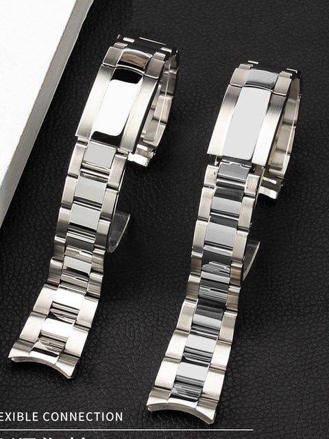 yunfook Uhrenarmband Edelstahl, Silber, Unisex, 20/21mm - Bild 1