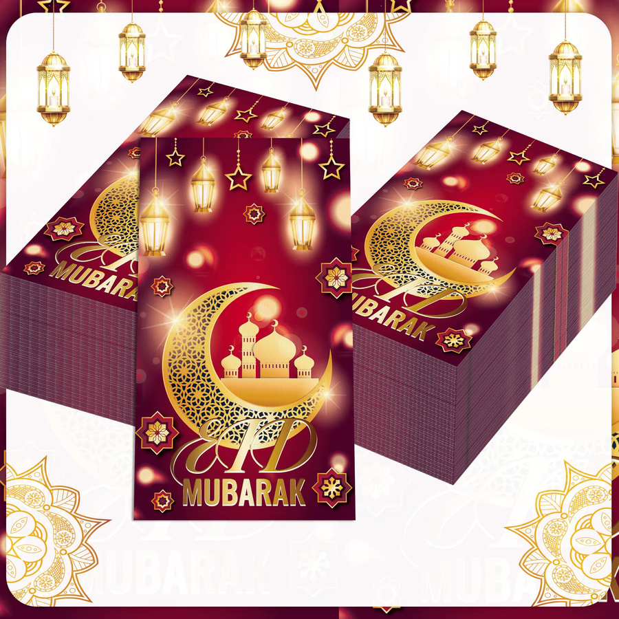 Ramadan Party Servietten aus Papier mit Mond und Sternen in Blau und Gold - Bild 2