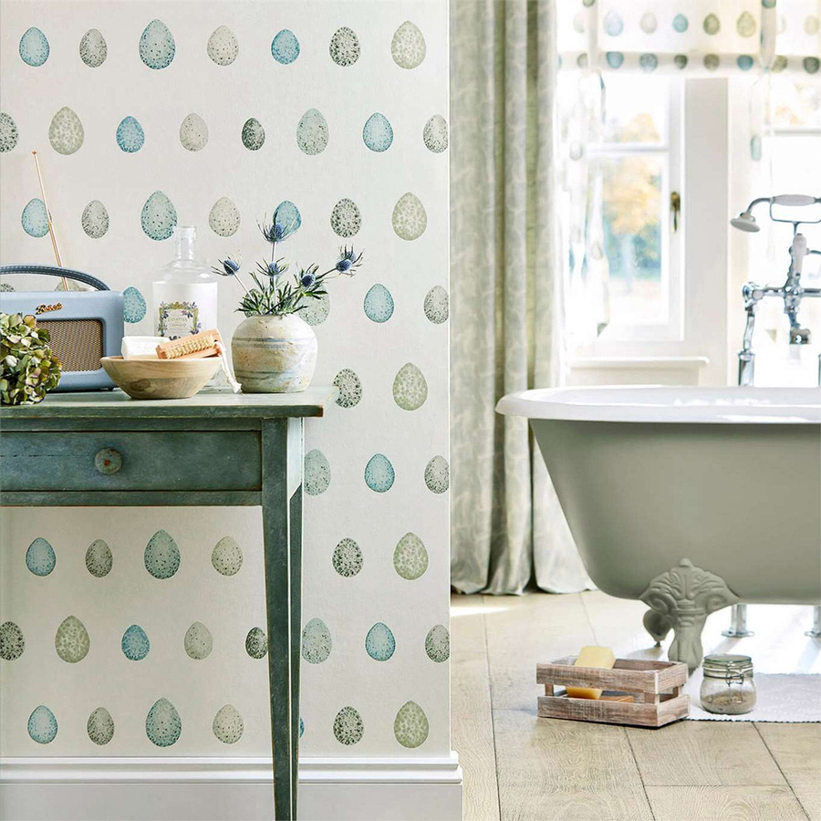 Sanderson Tapete Nest Egg in Eggshell/Ivory mit Tiermotiv im Country House Stil - Bild 1