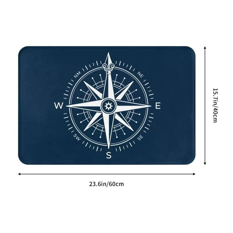 Karpetti Fußmatte mit nautischem Kompass Anker und Ruder Design in Blau, rutschfest und wasserabsorbierend, B/T: 60 x 40 cm - Bild 2