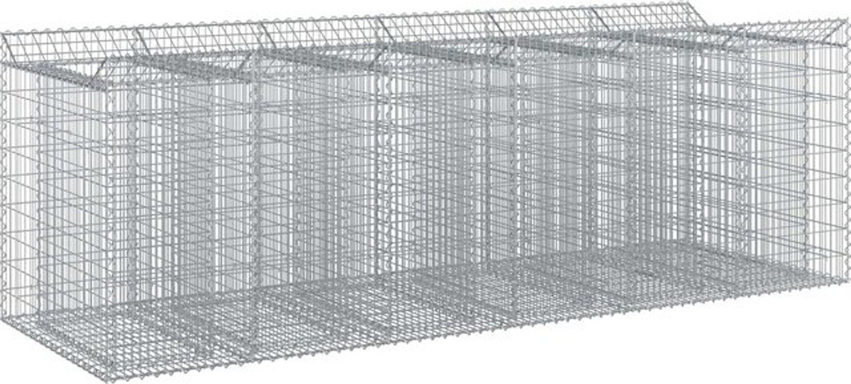 Set aus 3 Gabionen-Hochbeeten von vidaXL aus Metall in Silber - Bild 1