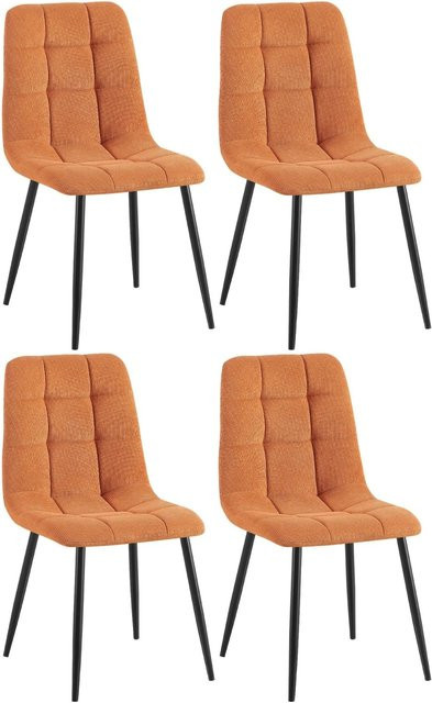 4er Set Esszimmerstühle DELUKE FIGAD in Orange mit Cord-Bezug, B/T/H: 45 x 55 x 84 cm - Bild 1