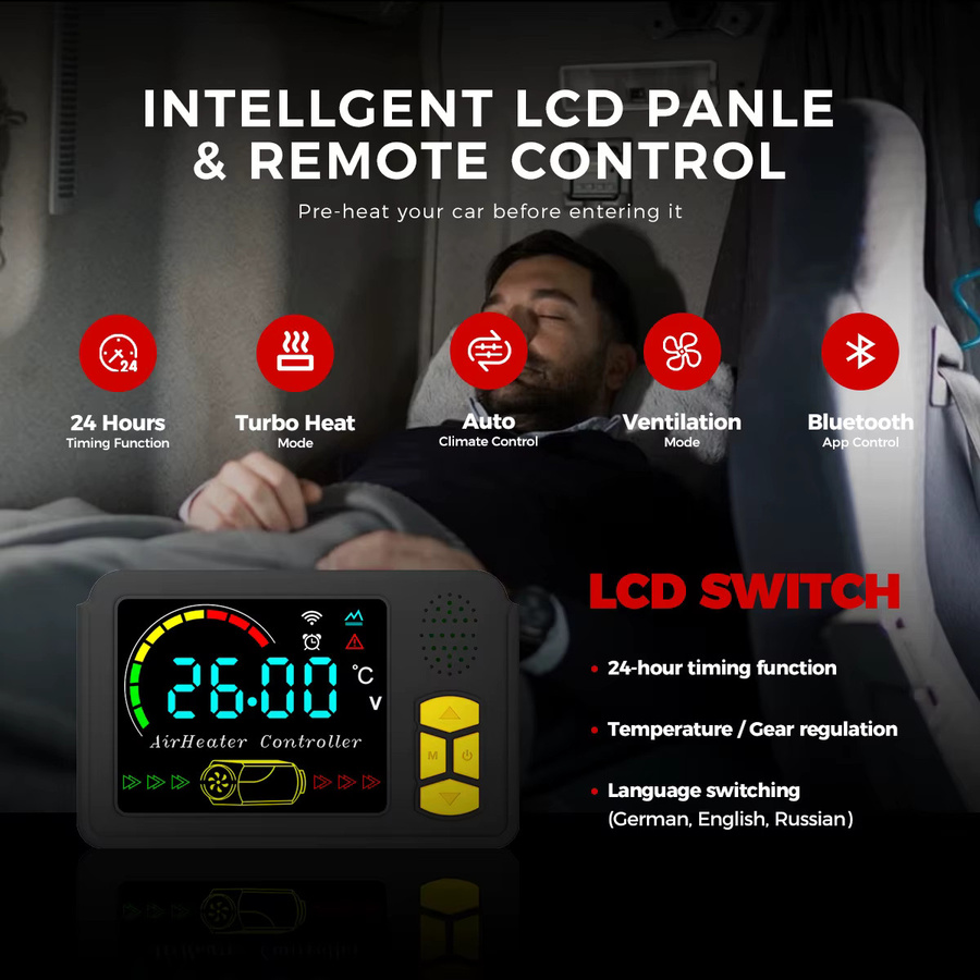 Sunster Dieselheizung SH B2 mit LCD Display, Bluetooth und Fernbedienung, 2KW, Schwarz - Bild 2