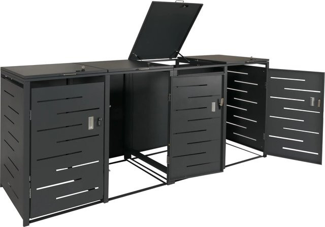 PROREGAL Mülltonnenbox für 4 Tonnen, erweiterbar, Anthrazit, B/T/H: 116,5 x 80 x 263 cm - Bild 1