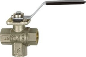 Riegler 3-Wege-Kugelhahn aus Messing in Silber mit Rp 3/8 Anschluss unten und L-Bohrung - Bild 1
