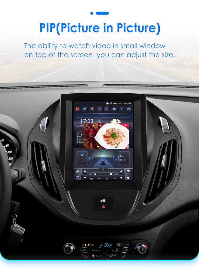 Hizpo Multimedia-Autoradio im Tesla-Stil für Ford Tourneo Transit 2013-2017 mit 9.7 Zoll Display, GPS, WiFi, Wireless CarPlay und Android Auto in Schwarz - Bild 4