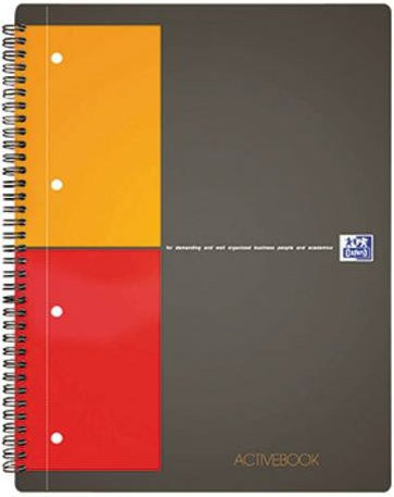 Oxford Collegeblock International Activebook DIN A4+ kariert, 80 Blatt, Grau Orange Rot - Bild 1