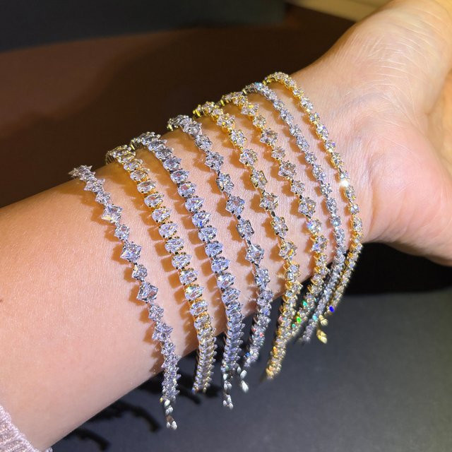 YUYAN Tennisarmband, Silber, Zirkonia, Kristall, Damen - Bild 1