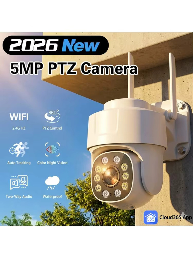 Cloud365 Smart Home WLAN-IP-Kamera PTZ Outdoor mit 5MP 2k Auflösung, wasserdichter Sicherheitsschutz und Vollfarb-Nachtsicht in Weiß - Bild 7