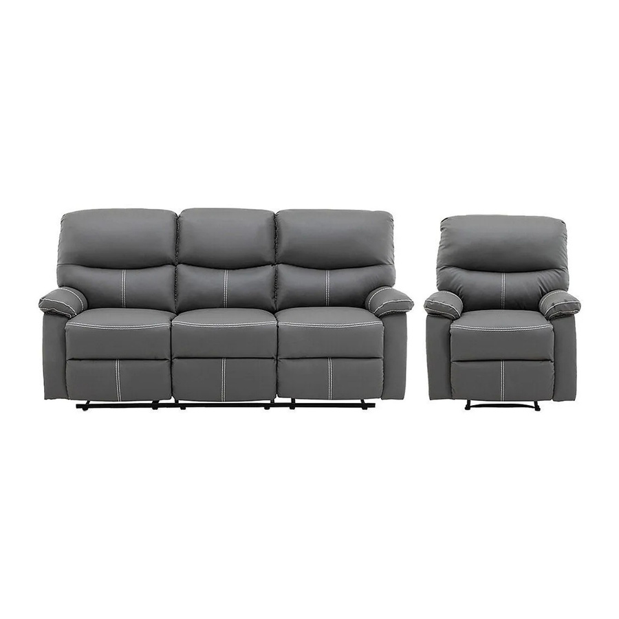 Vente-unique Couchgarnitur Canby mit Sessel in Grau aus Kunstleder - Bild 2